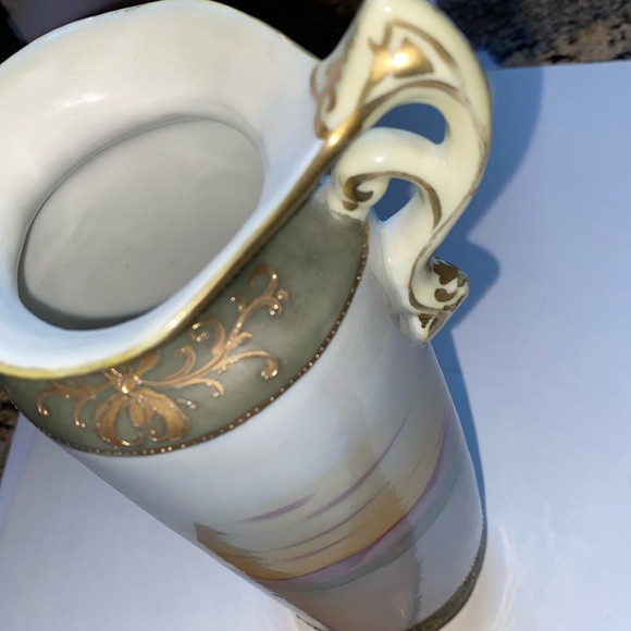 Antique I & E Co Hand painted with moriage 12 inch tall vase - Picture 7 of 11